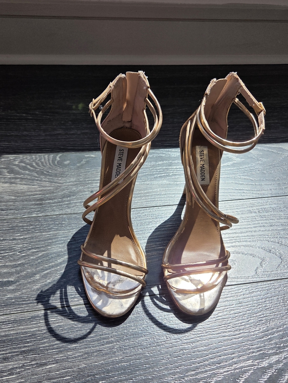 Steve Madden Rose Gold Metallic Strappy Heels